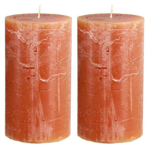 Itens Velas pilares laranja escuro cor sólida Sunset 85×150mm 2 unidades