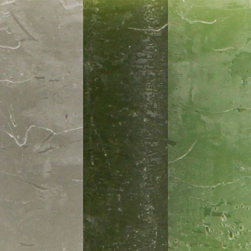 Itens Velas pilar sólidas 3 cores verde 70×80mm 12 un