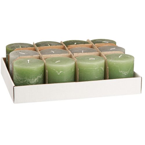 Itens Velas pilar sólidas 3 cores verde 70×80mm 12 un