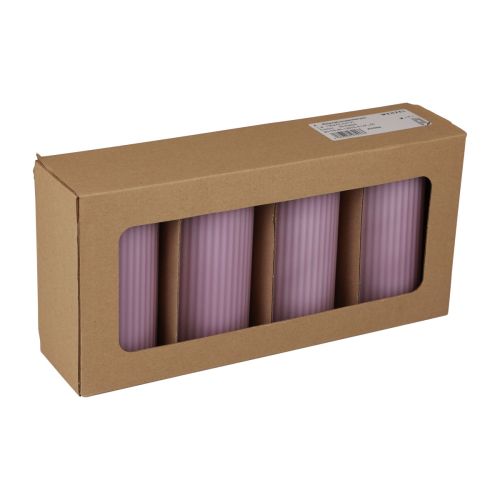 Itens Velas pilares decoração de velas lilás com ranhuras 70/130mm 4 unidades