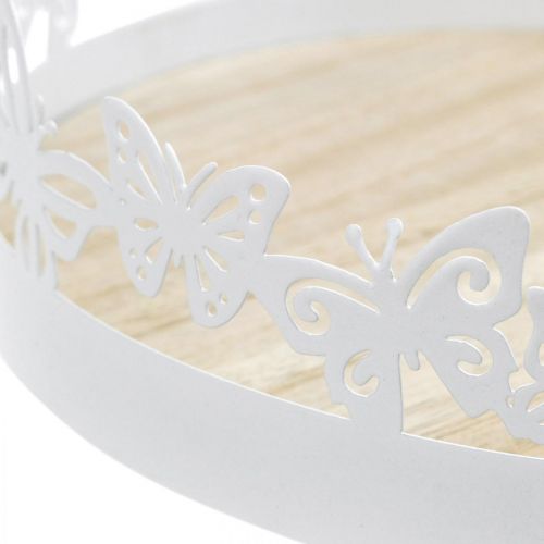 Itens Bandeja de mola, decoração de borboleta, decoração de mesa, decoração de metal para plantio branco Ø20cm Alt.6,5cm