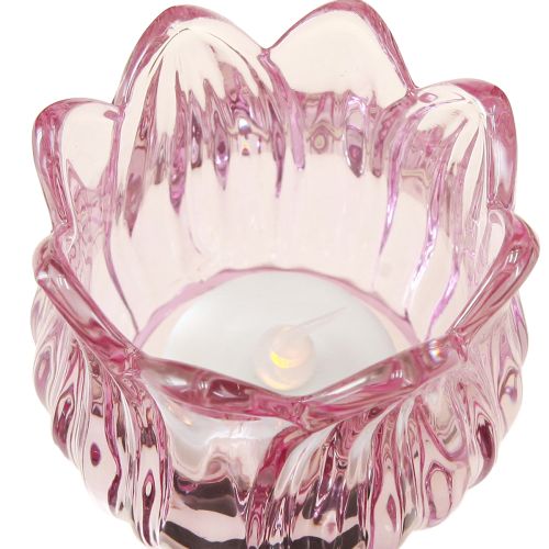 Floristik24 Lanterna de flor de vidro Tealight em vidro 3 cores Ø7cm Alt.7cm 6 unidades