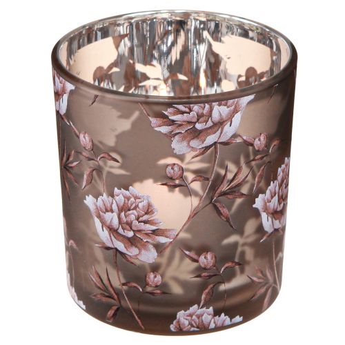 Cravos de decoração de mesa de vidro Tealight marrom prata Alt.8cm 4 unidades