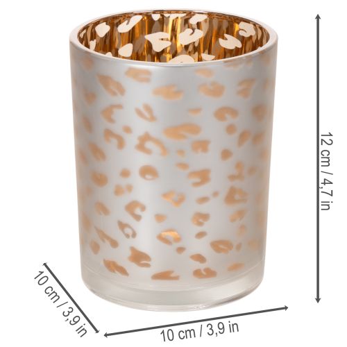 Itens Porta-velas de vidro com estampa de leopardo, 12 cm