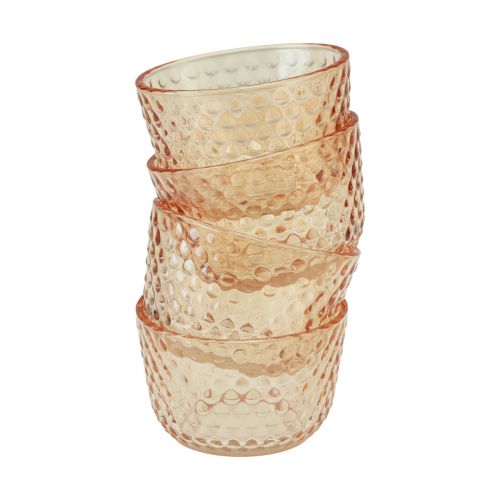 Itens Porta-velas lanterna de vidro retrô laranja Ø8cm Alt.5cm 4 unidades