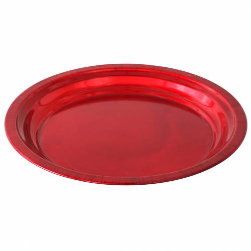 Itens Placa decorativa em metal vermelho com efeito esmalte Ø38cm