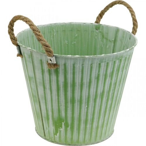 Itens Balde de plantas, vaso de metal com alças, plantador decorativo para plantar rosa/verde/amarelo shabby chic Ø12cm H10cm conjunto de 3