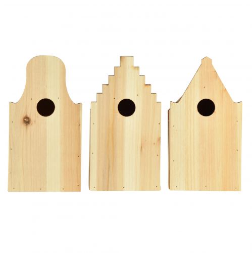 Itens Caixa de ninhada de madeira para casa de passarinho Blue Tit Fir H22,5cm 3 unidades