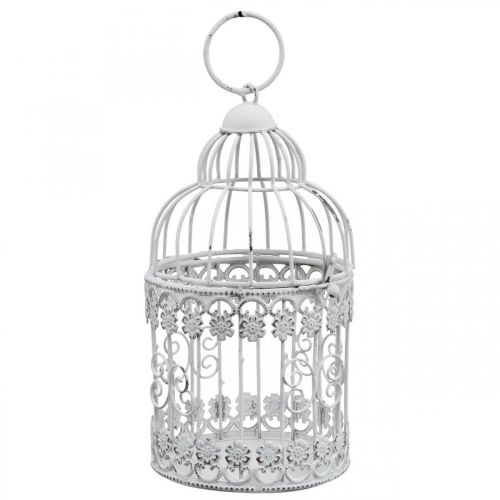 Floristik24 Decoração de metal para gaiola de pássaro Deco Aviary branco gasto Ø10cm H17cm