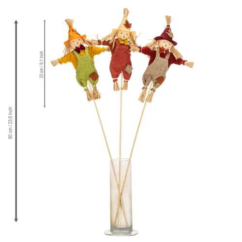 Itens Figura decorativa de espantalho em um palito para artesanato e plantas, 60 cm