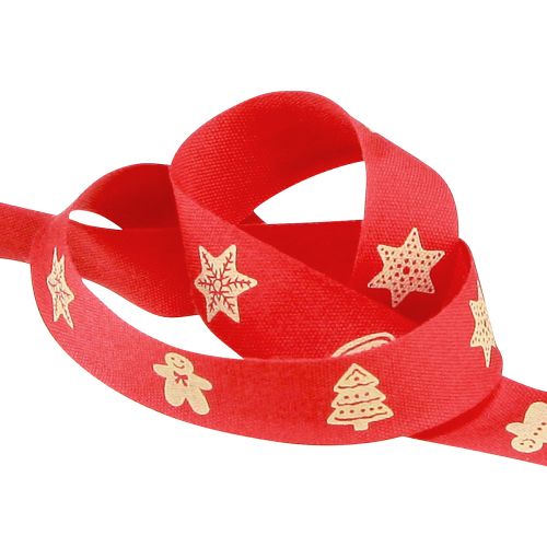 Itens Fita de Natal em fita com motivo vermelho e creme W15mm L15m