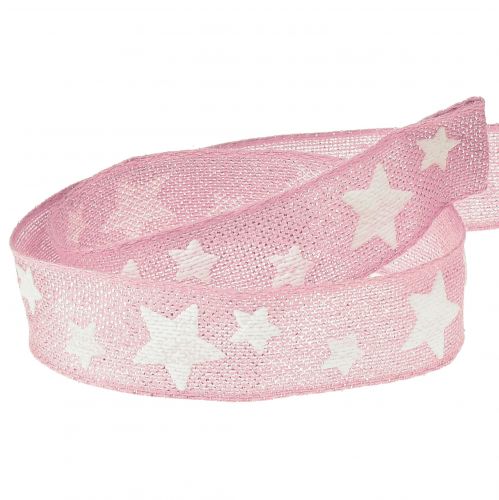 Itens Fita de Natal borda de fio estrela branca rosa W25mm L15m