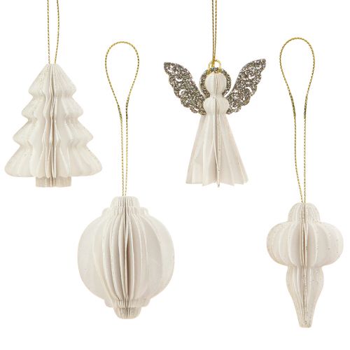 Floristik24 Decoração de natal papel decorações para árvores de natal branco 6cm 12 unidades