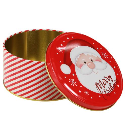 Itens Caixas de metal de Natal redondas vermelhas brancas Ø13,5-19cm conjunto de 3