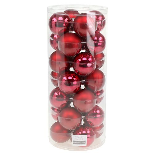 Itens Bola de Natal em vidro Ø6cm vermelho mix 24 unidades