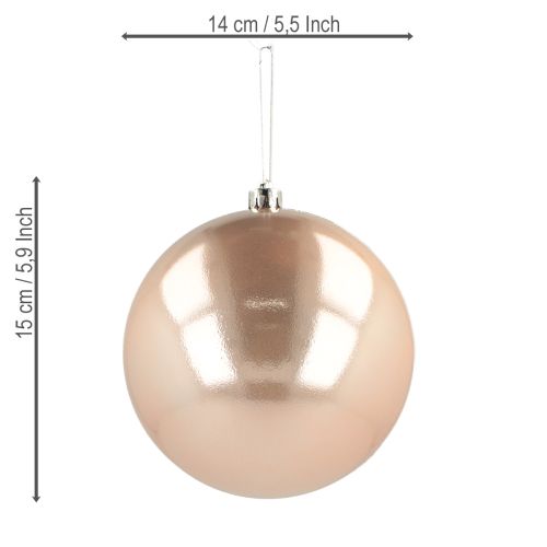 Itens Bola de Natal de plástico ouro rosa bola inquebrável Ø14cm