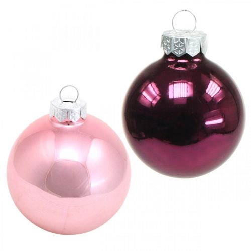 Itens Mini enfeites de árvore, mistura de enfeites de Natal, pingente de árvore de Natal roxo Alt.4,5cm Ø4cm vidro real 24 unidades