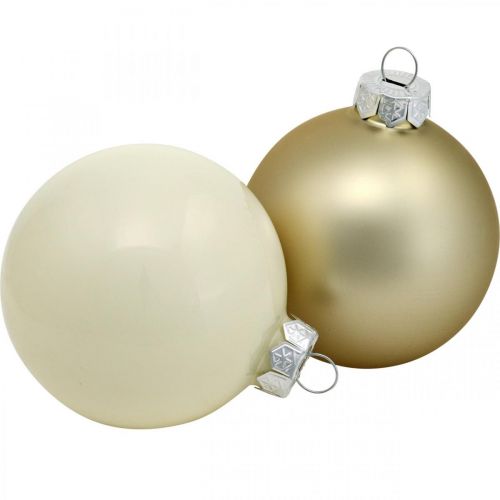 Itens Bola de Natal, decoração de árvore de Natal, bola de vidro branca/madrepérola Alt.6,5cm Ø6cm vidro verdadeiro 24 un.