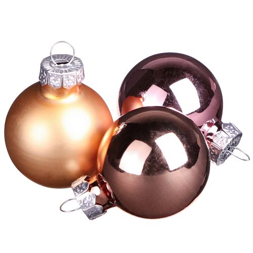 Itens Bolas de natal vidro rosa damasco mix mini Ø3cm 22 unid.