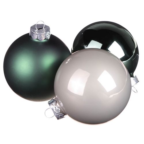 Bolas de Natal bolas de vidro cinza verde Ø7,5cm 12 unidades