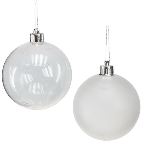 Bolas de Natal de plástico transparente leitoso Ø70mm 36 unidades