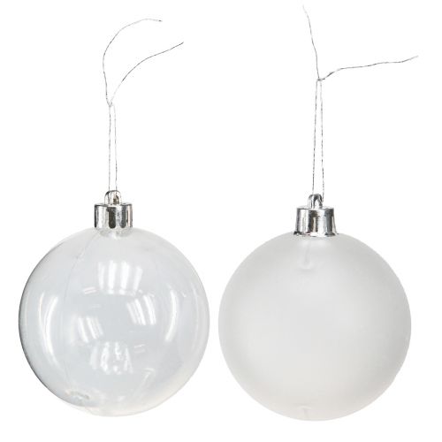 Itens Bolas de Natal de plástico transparente leitoso Ø70mm 36 unidades