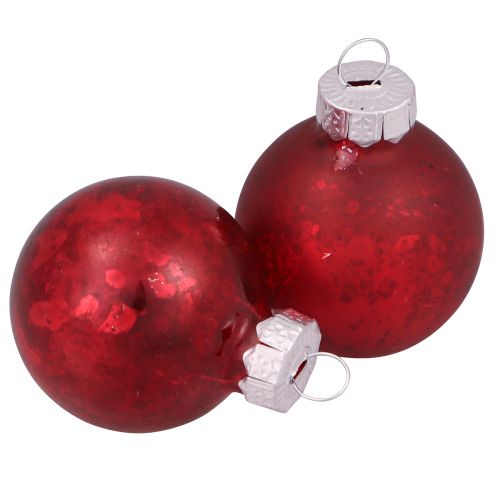 Bolas de Natal em vidro vintage vermelho mini Ø3cm 22 unidades