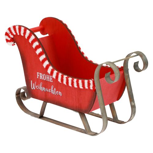 Floristik24 Trenó de Natal Madeira Metal Vermelho Feliz Natal C26cm