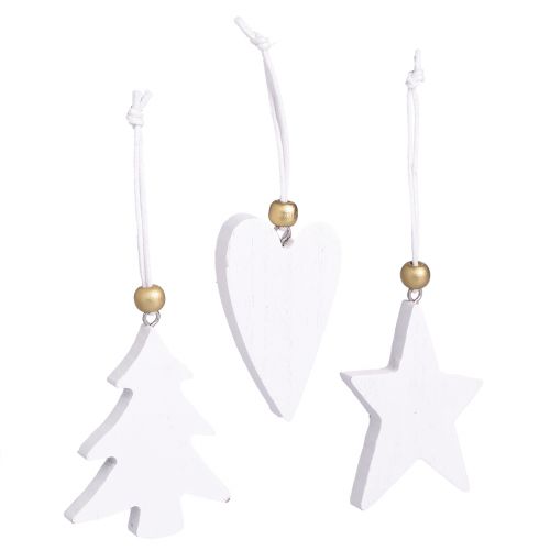 Itens Decorações de Natal coração de árvore estrela de madeira 6,5–7 cm 6 unidades