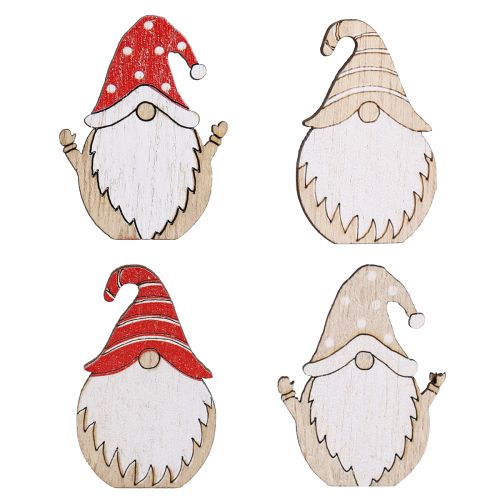 Floristik24 Gnomos de natal em madeira para colar 2x3,5cm 48 un