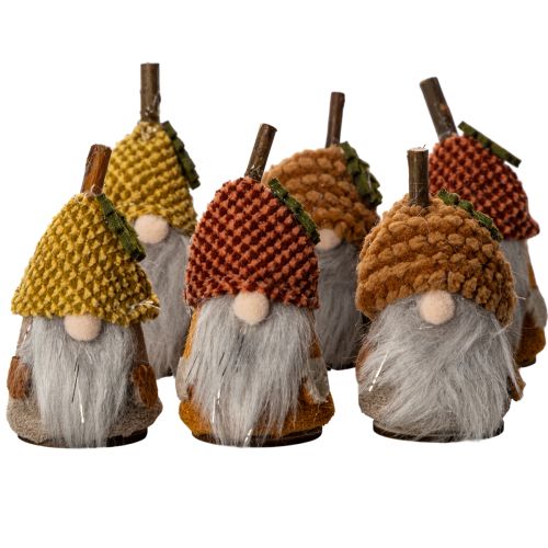 Itens Conjunto de 6 figuras de gnomos com gorro de tricô e bolota, 10 cm.