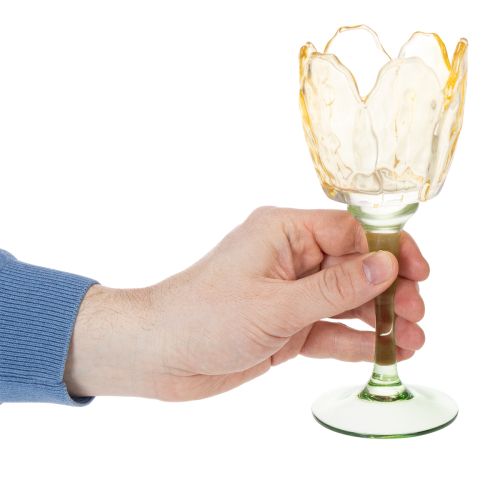 Itens Porta-velas em formato de tulipa, com motivo floral, ideal para criar uma atmosfera romântica e um ambiente elegante, 20 cm.