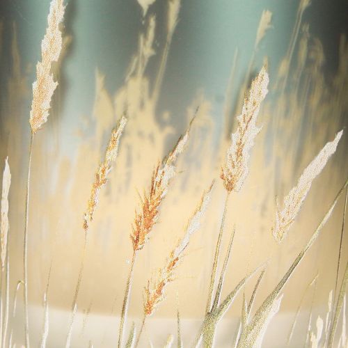 Itens Lanterna decorativa de vidro com desenho de grama para dar um toque especial ao ambiente, azul, 8cm, conjunto de 4 peças.