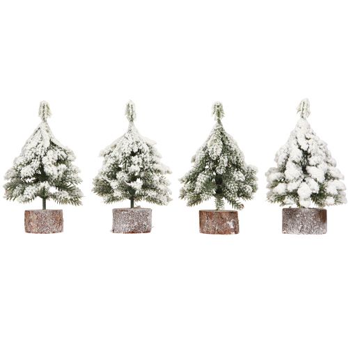 Itens Decoração de inverno árvore de Natal em verde branco Ø7cm Alt.14cm 4 unidades