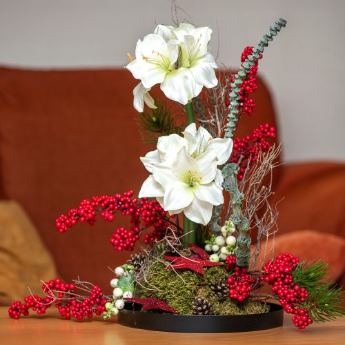 Flores de Natal Amaryllis artificiais L55cm brancas 2 unidades