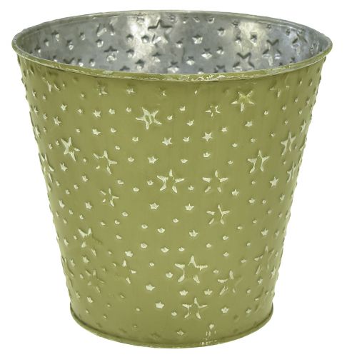 Vaso de flores em metal estrelas verde prata Ø16cm