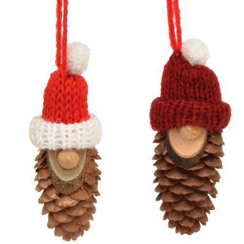 Floristik24 Decoração de árvore de Natal cone gnomo gnomo vermelho 9 cm 12 unidades