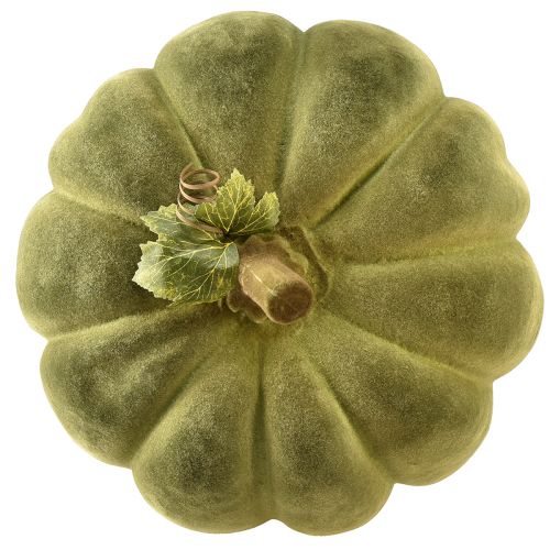 Itens Abóbora decorativa flocada verde – aveludada, linda decoração de outono 32cm