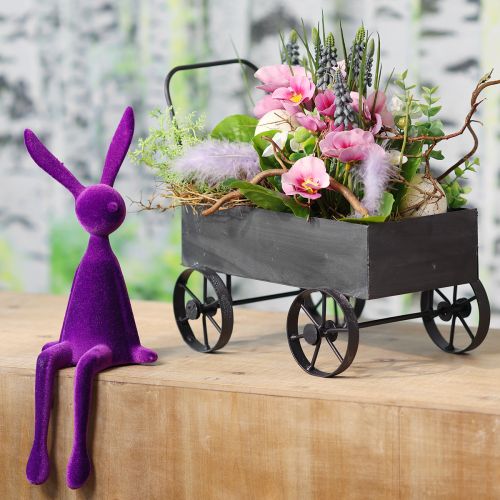 Caixa decorativa para carrinho de mão para plantas em metal antracite L30cm