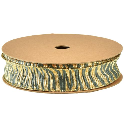 Itens Fita decorativa de chiffon verde/dourado, 25 mm de largura, 15 m de comprimento - ideal para embrulho de presentes
