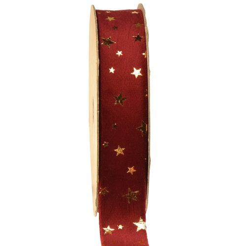 Floristik24 Fita de veludo fita estrela de Natal ouro vermelho W25mm L8m