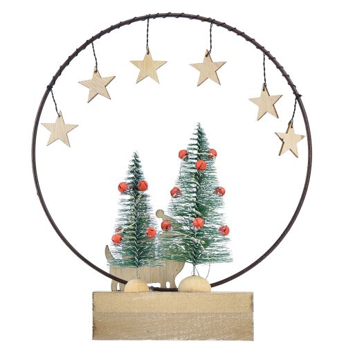 Itens Anel decorativo madeira metal Natal com cachorro Ø21cm Alt.25cm