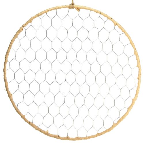 Anel decorativo de metal pendurado decoração Ráfia prata natural Ø38cm 4 unidades