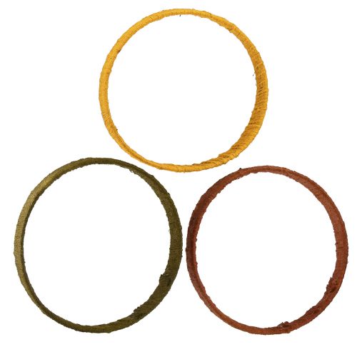 Itens Anel decorativo de juta amarelo ocre marrom 4cm Ø30cm 3 unidades