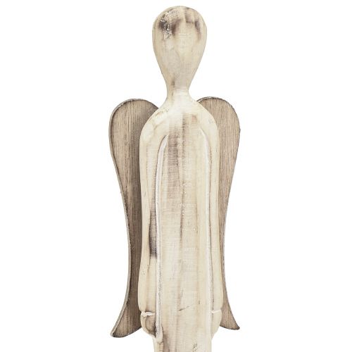 Itens Figura de madeira de anjo natal branco lavado H46cm 2 unidades
