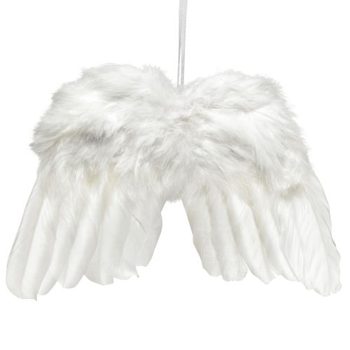 Asas de anjo feitas de penas brancas – decoração romântica de Natal para pendurar 25×18cm 3 unidades