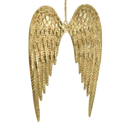 Asas de anjo para pendurar asas de metal douradas 12×19cm 2 unidades