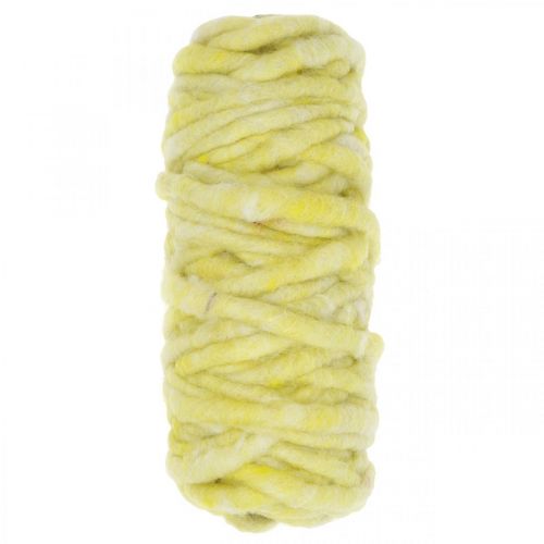 Cordão de feltro com fio lã amarelo pastel 20m