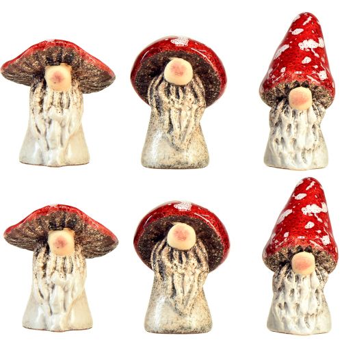 Itens Figuras de cogumelo gnomo de conto de fadas - vermelho com pontos brancos, 7,5 cm - decoração mágica para jardim e casa - 6 peças