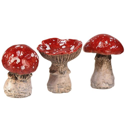 Floristik24 Encantadoras decorações de cogumelo venenoso de cerâmica em um conjunto de 3 - vermelho com pontos brancos, 8,6 cm - decoração de jardim ideal